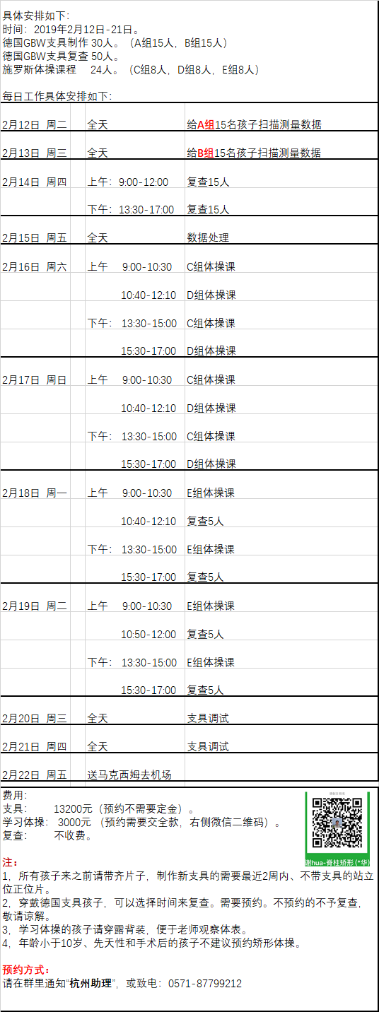 关于脊柱侧弯专家马克西姆2019寒假到 重庆 工作室授课安排 近期工作计划 第2张